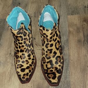 Ariat Leopard Print Ankle Boots with Blue Interior
